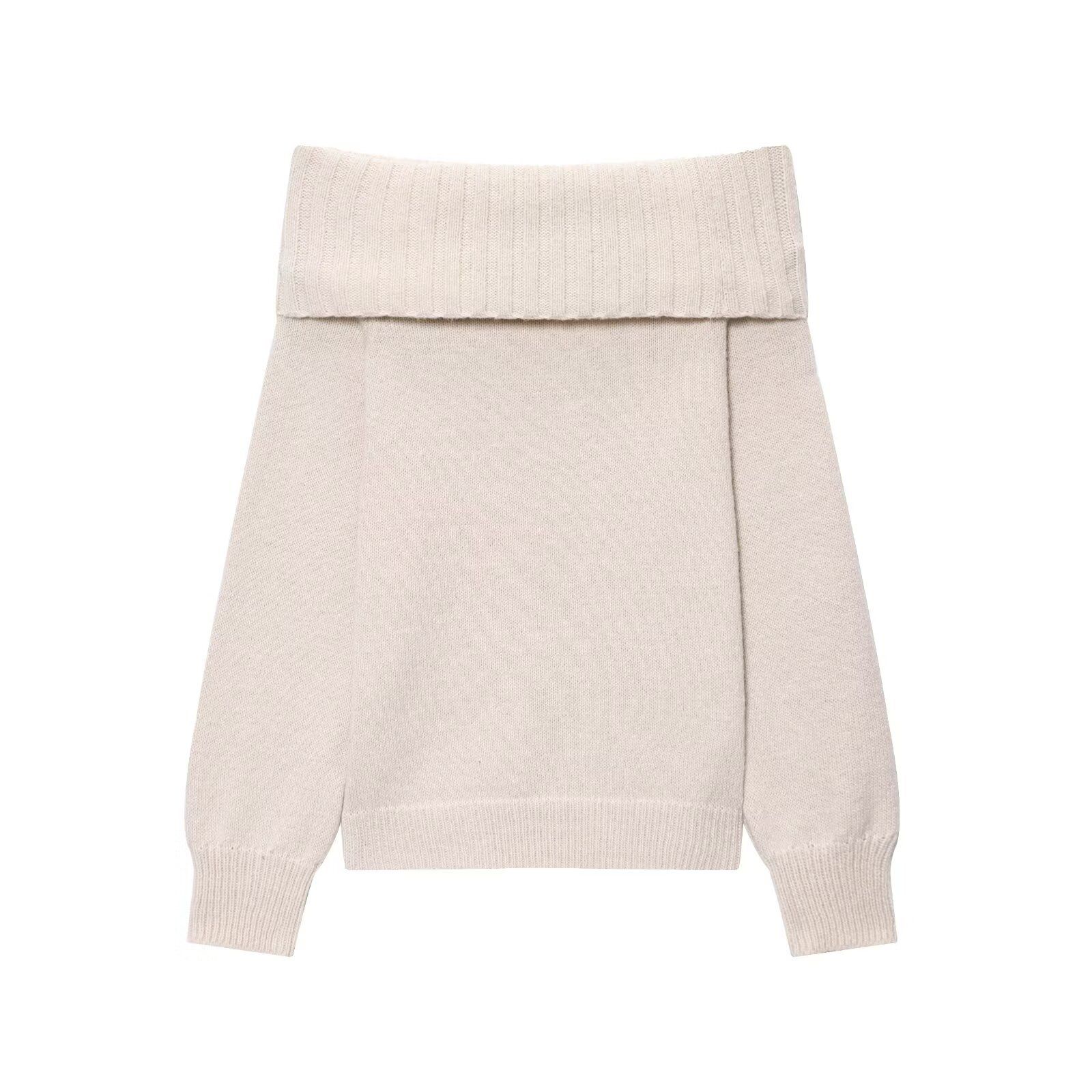 Pull en maille à épaules dénudées, coupe oversize, couleur unie KUN-00005