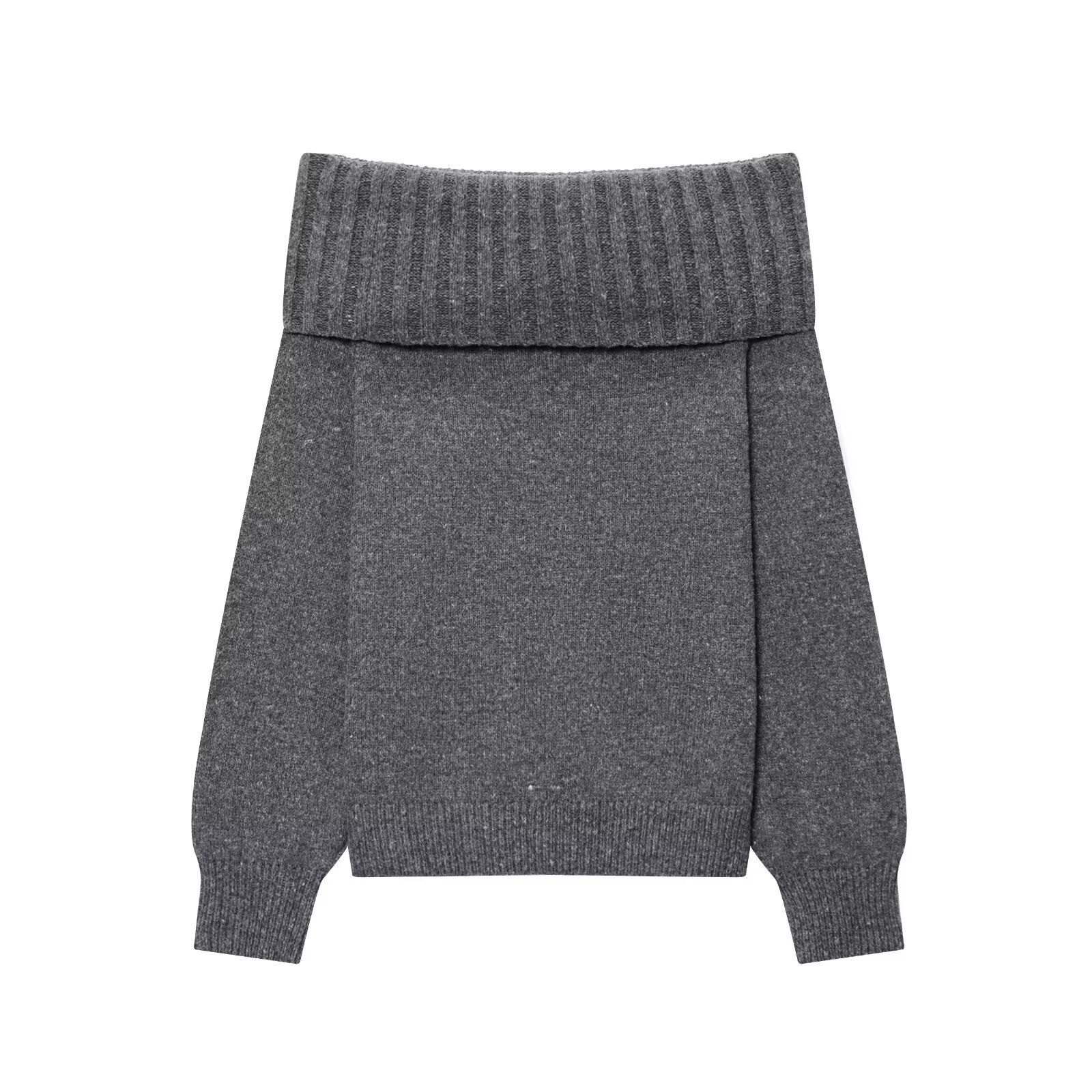Pull en maille à épaules dénudées, coupe oversize, couleur unie KUN-00005
