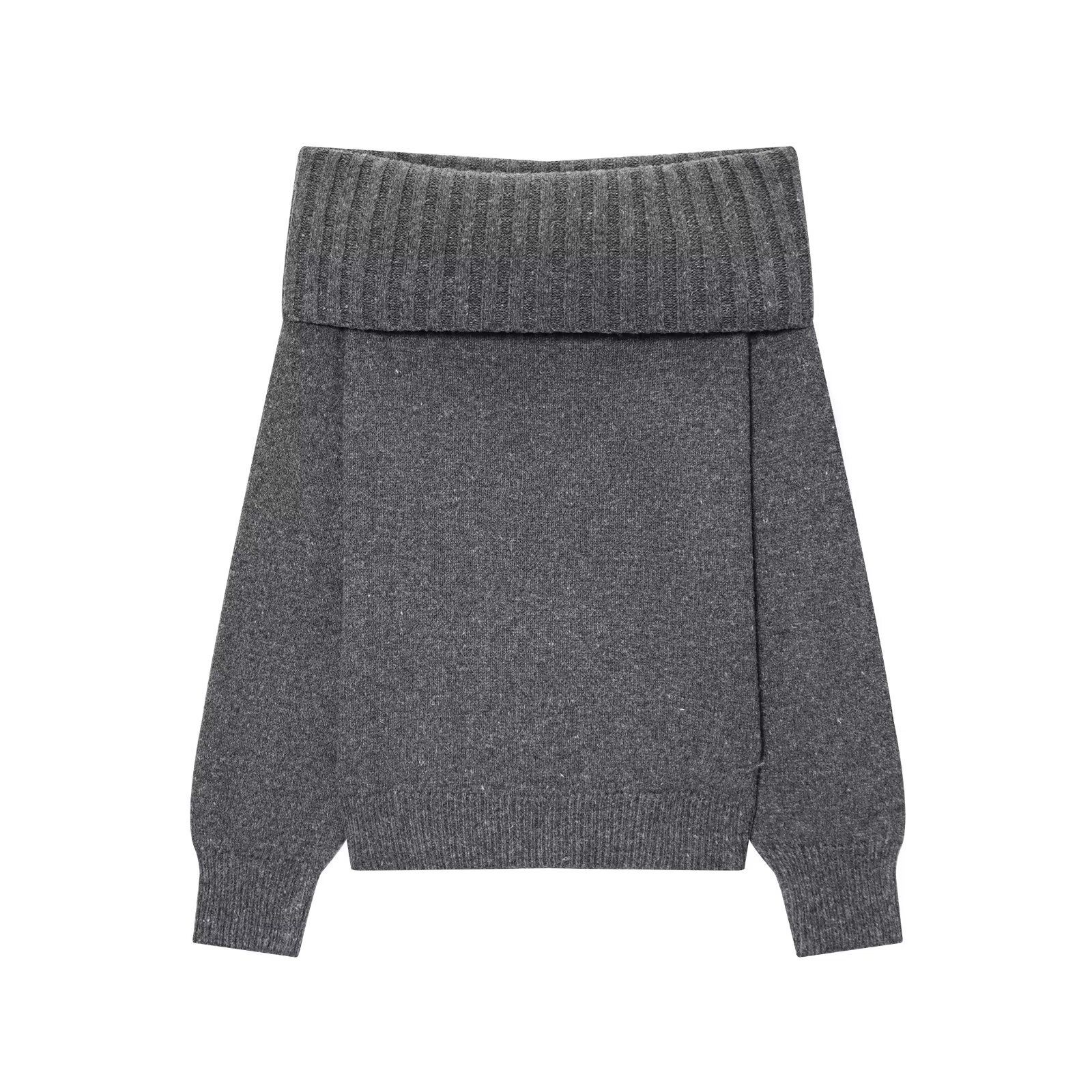 Pull en maille à épaules dénudées, coupe oversize, couleur unie KUN-00005