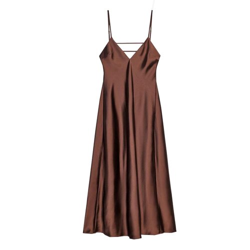 Satin Midi Dress Elegant Style KUN-00052