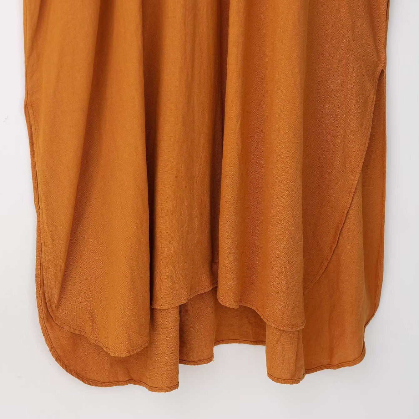 Vestido de lino estilo camisa Maxi vestido KUN-00032