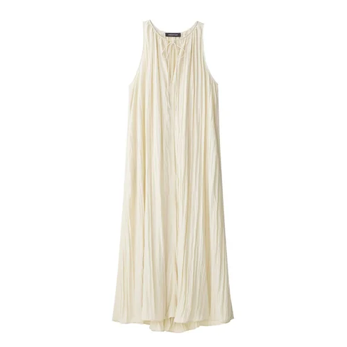 Women's Ruched Midi Dress - Versatile European Style KUN-00220
