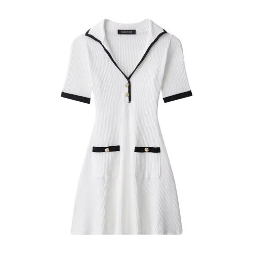 Ribbed Knit Dress with Metal Button Detail KUN-00133