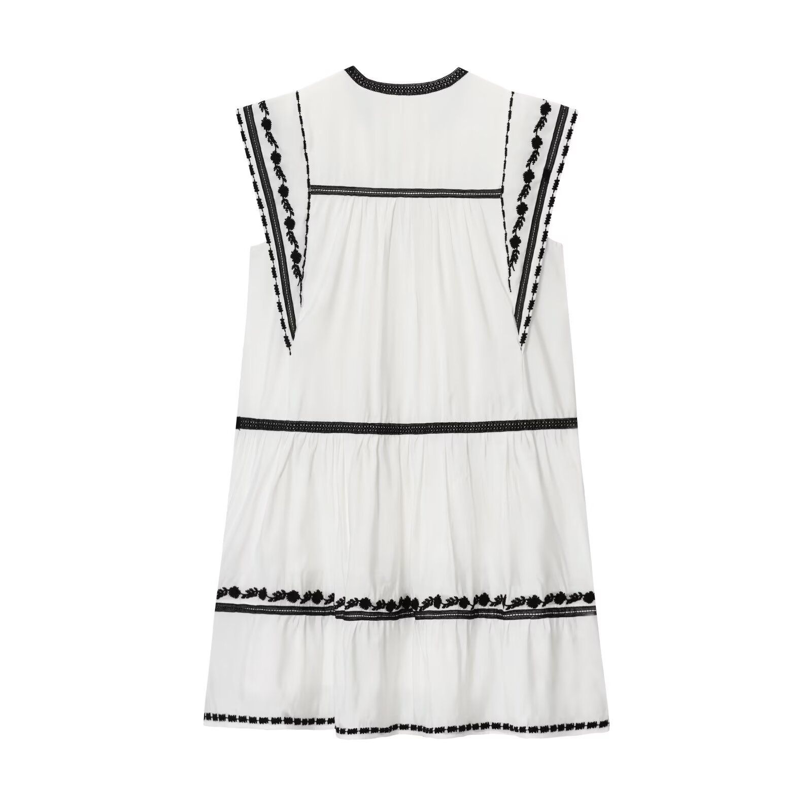 Embroidered Color Block Dress - Versatile European Style KUN-00132