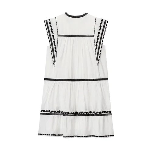 Embroidered Color Block Dress - Versatile European Style KUN-00132