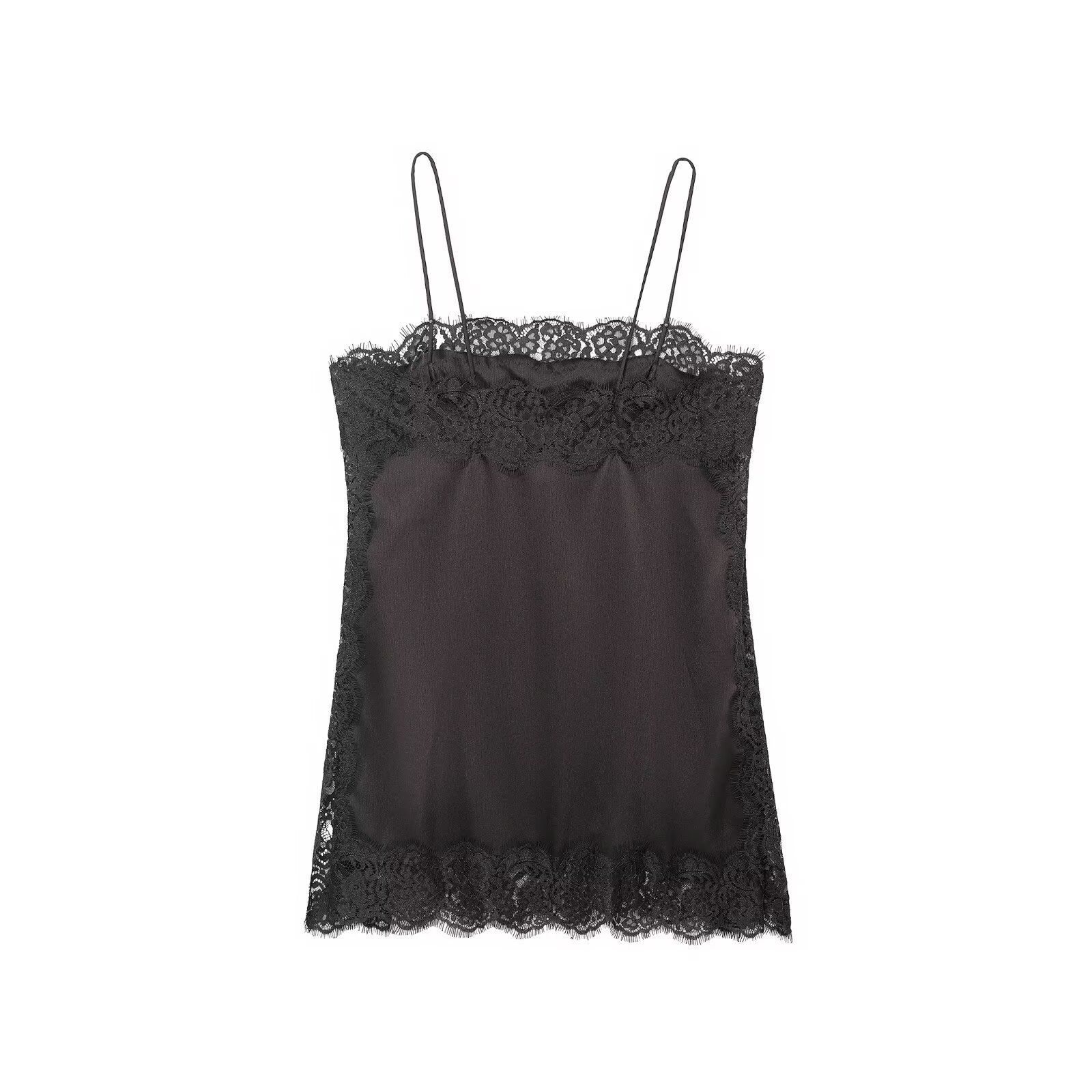 Silk Satin Lace Top - Elegant European Style KUN-00084