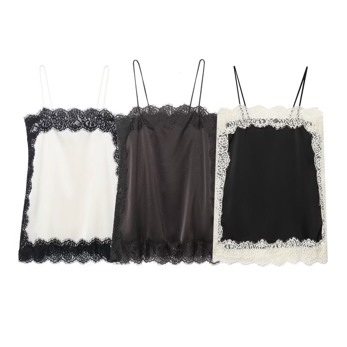 Silk Satin Lace Top - Elegant European Style KUN-00084