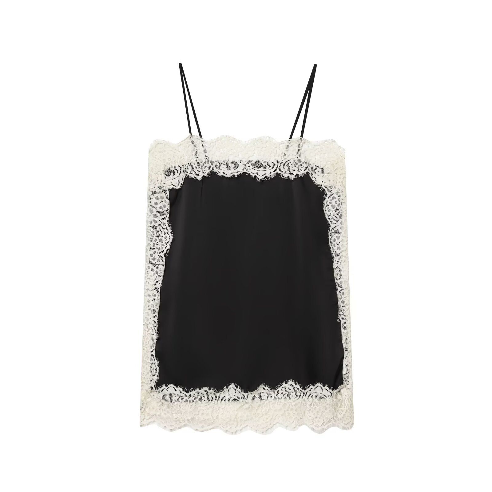 Top de encaje de satén de seda - Elegante estilo europeo KUN-00084