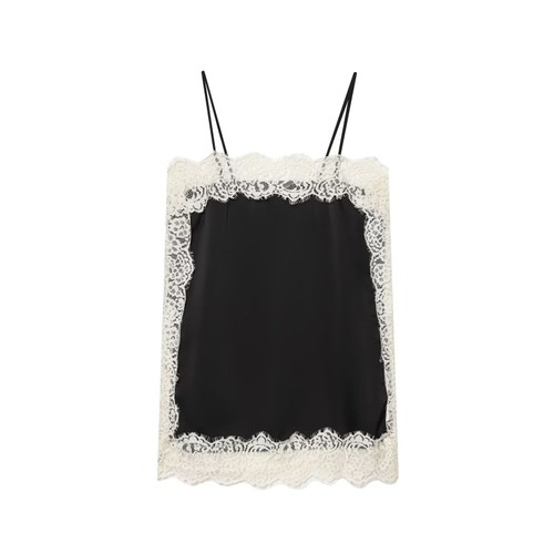 Top de encaje de satén de seda - Elegante estilo europeo KUN-00084