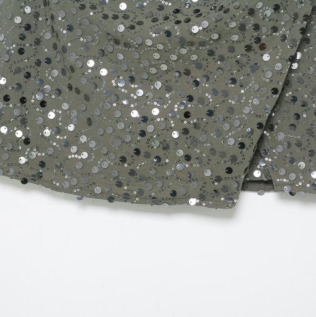 Mini Skirt Sequin Embellished Double-Breasted Stylish KUN-00012