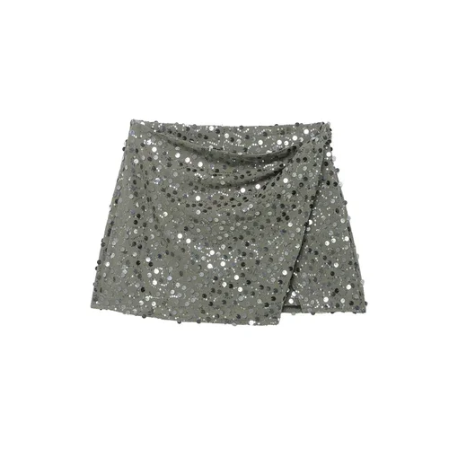 Mini Skirt Sequin Embellished Double-Breasted Stylish KUN-00012
