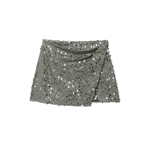 Mini Skirt Sequin Embellished Double-Breasted Stylish KUN-00012