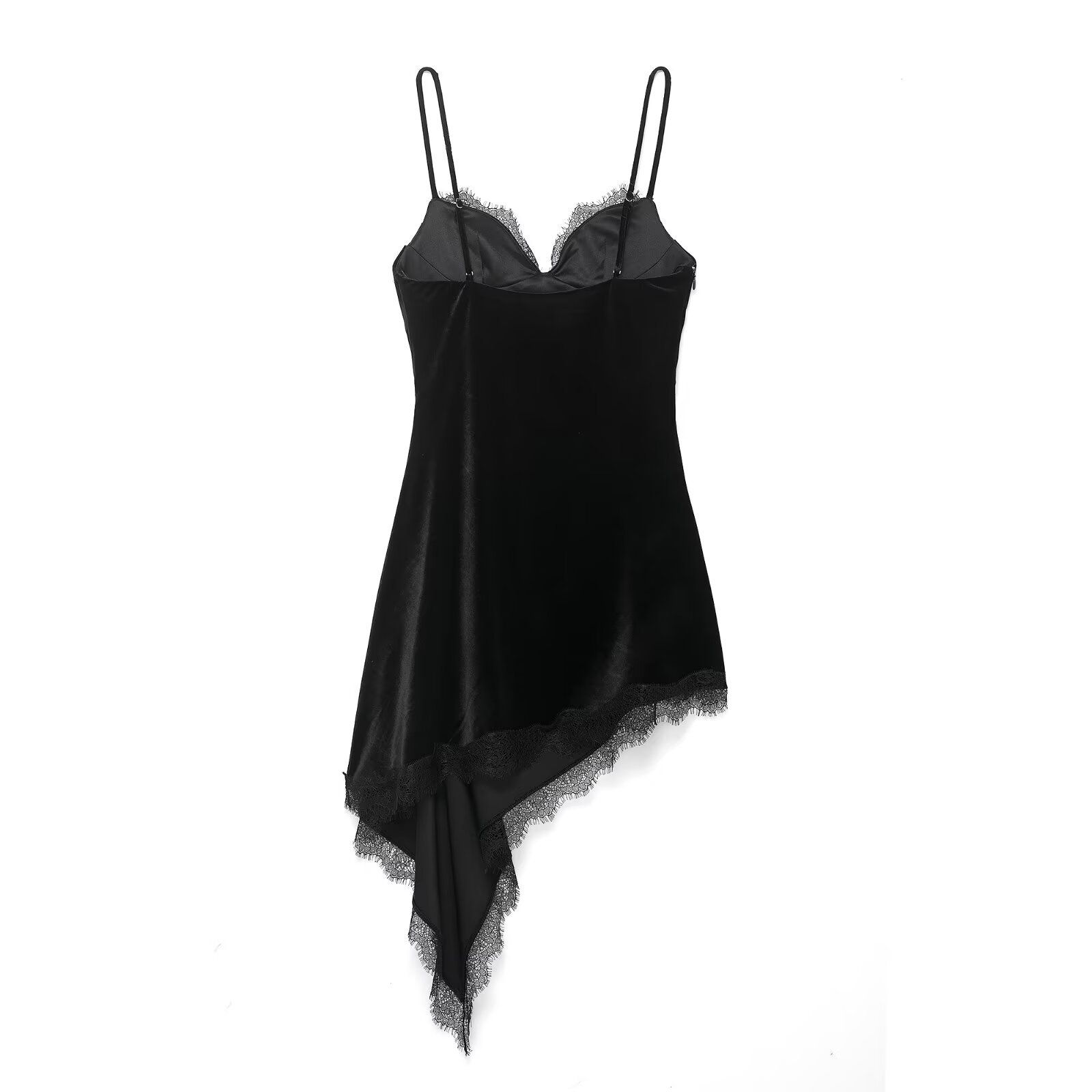 Robe asymétrique en dentelle de velours KUN-00113