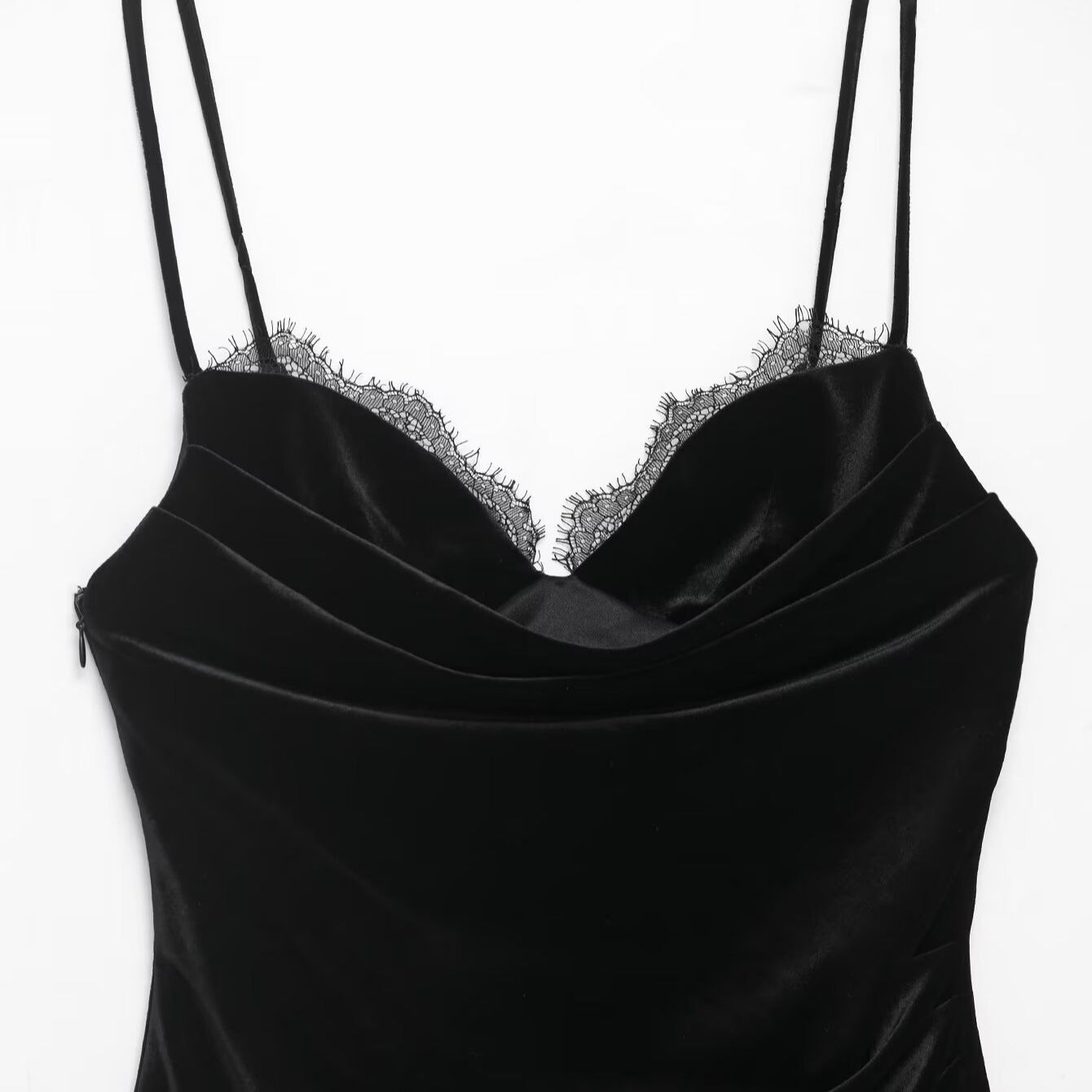 Robe asymétrique en dentelle de velours KUN-00113