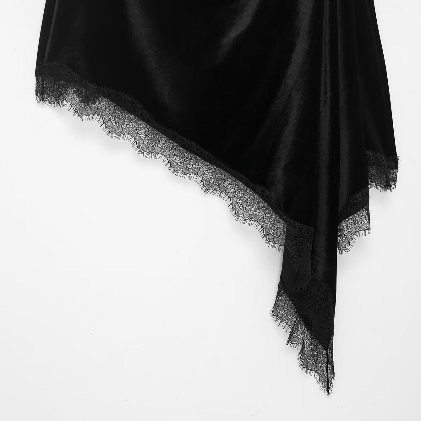 Robe asymétrique en dentelle de velours KUN-00113