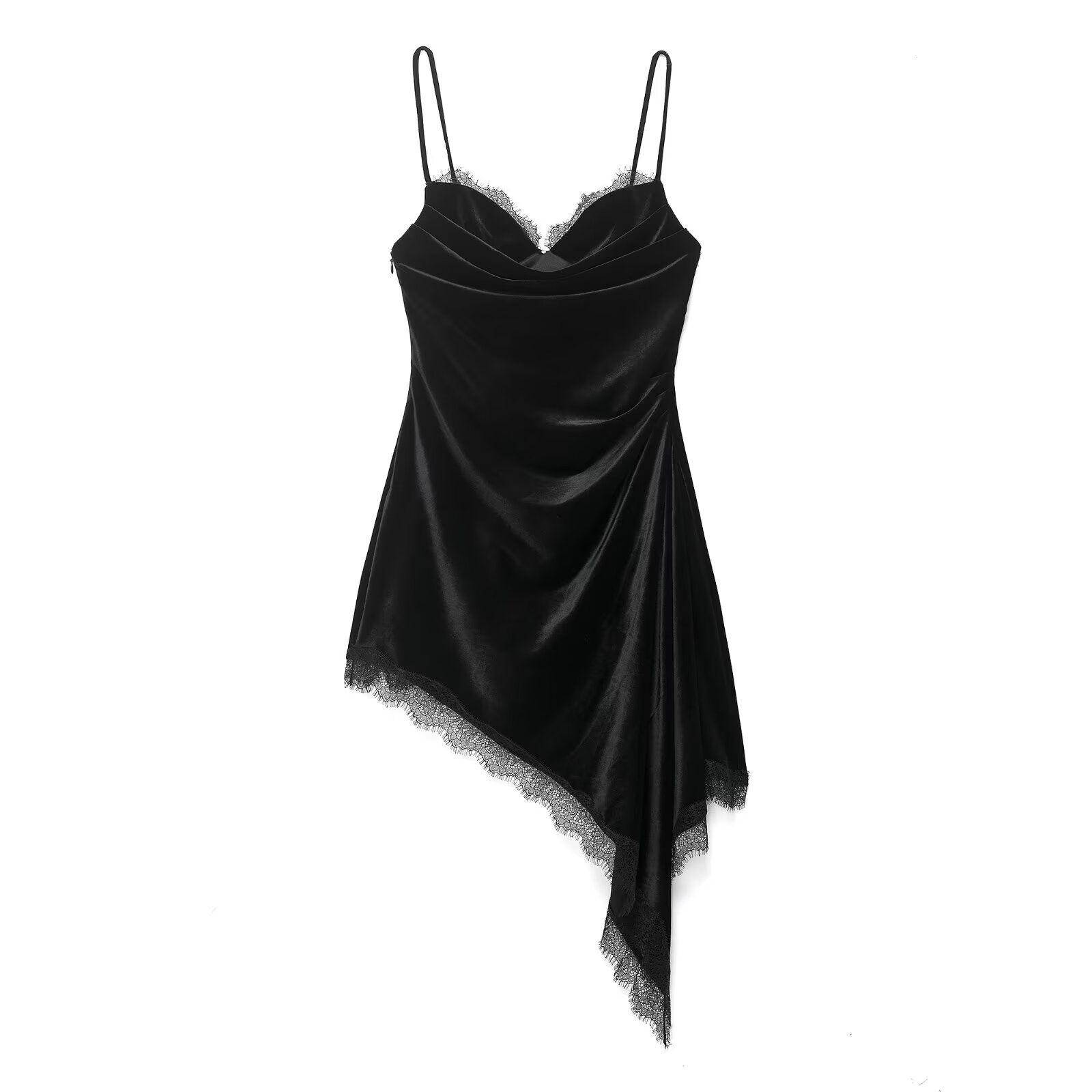 Velvet Lace Asymmetrical Dress KUN-00113