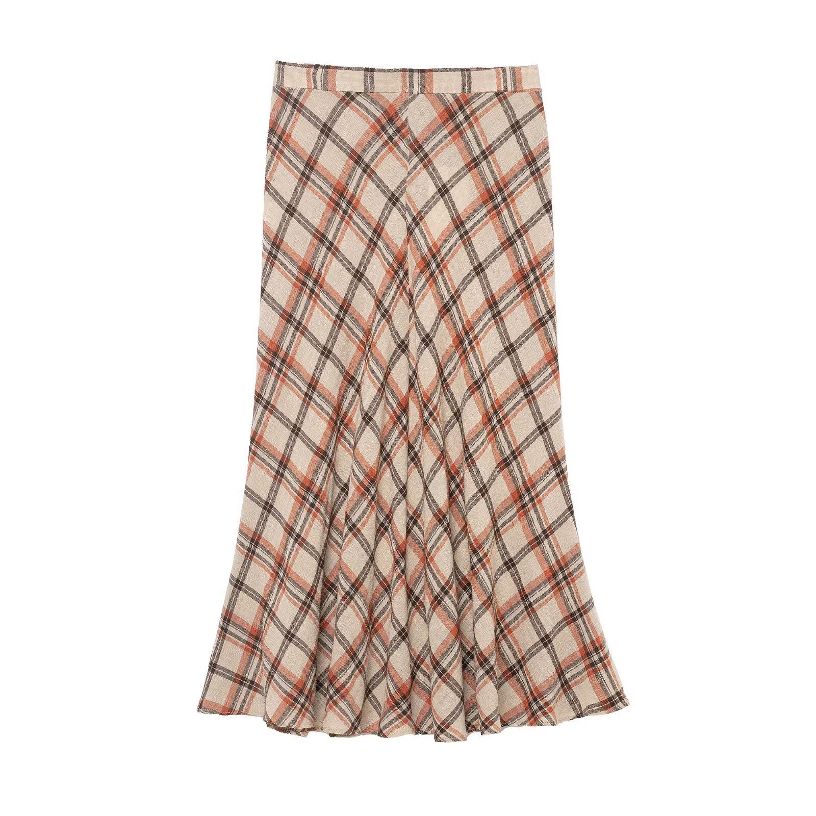 Midi Plaid Skirt - Chic Versatile Fashion KUN-00038