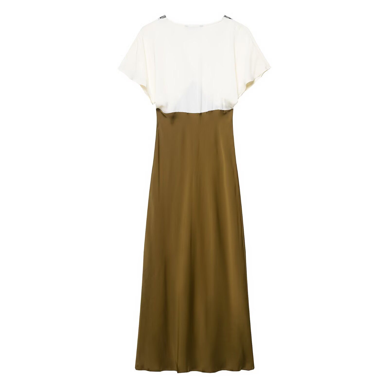 Silk Midi Dress Contrast Lace Trim KUN-00023