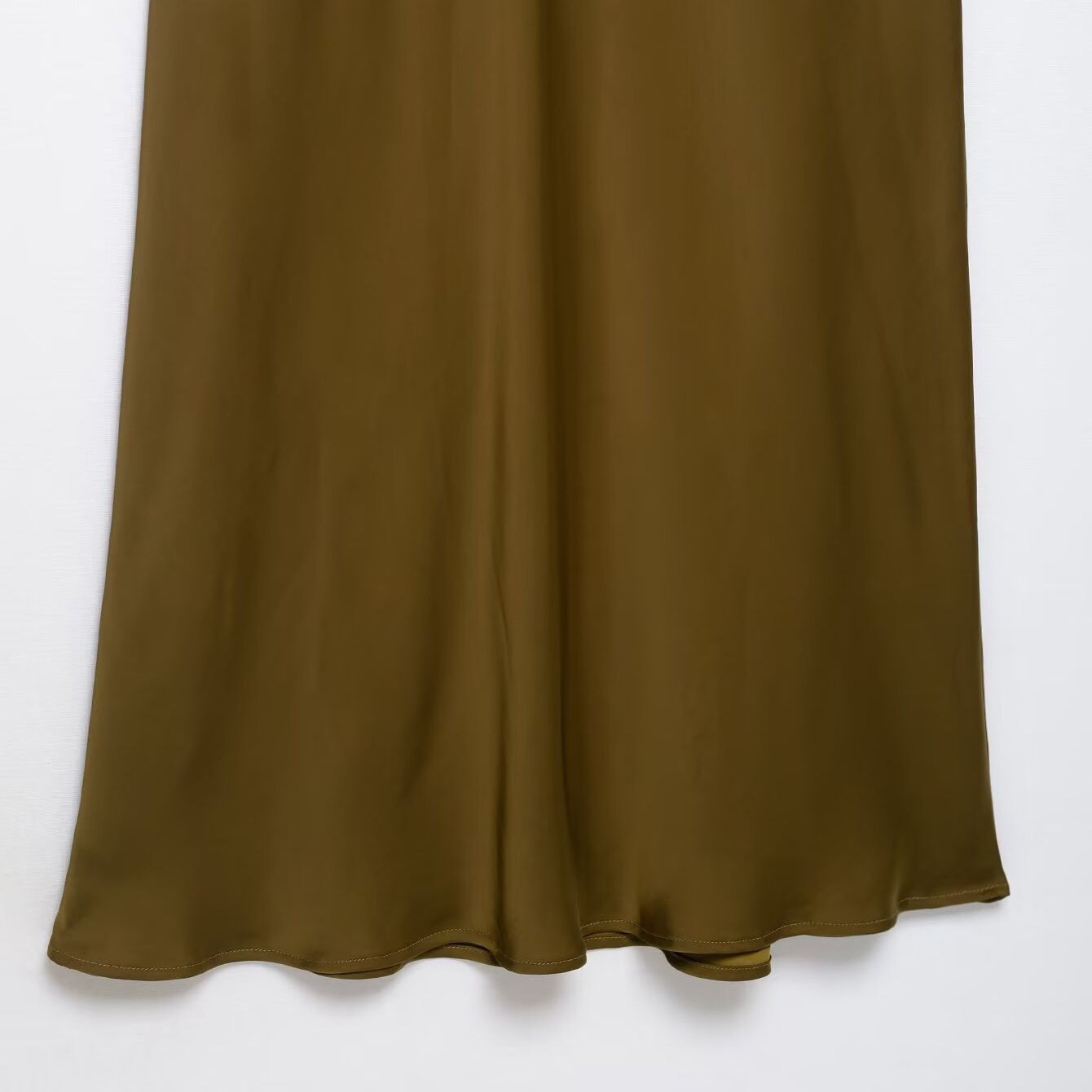 Silk Midi Dress Contrast Lace Trim KUN-00023