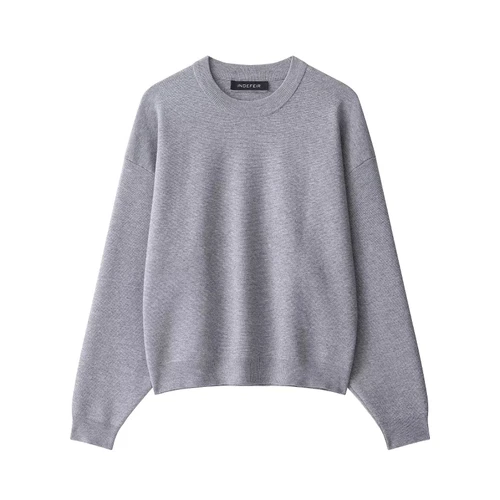 Ribbed Knit Sweatshirt - European Style Versatile Top KUN-00003