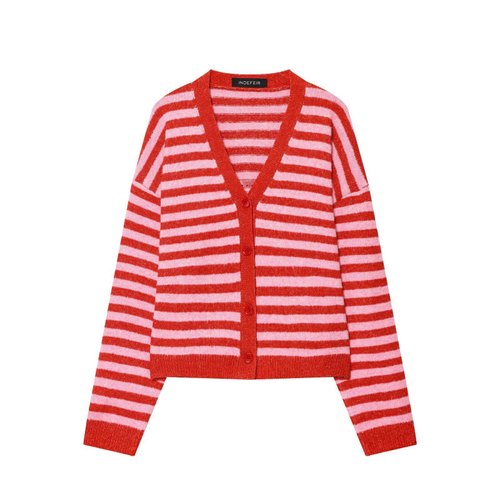 Striped Knit Cardigan - Oversized Casual Sweater KUN-00079