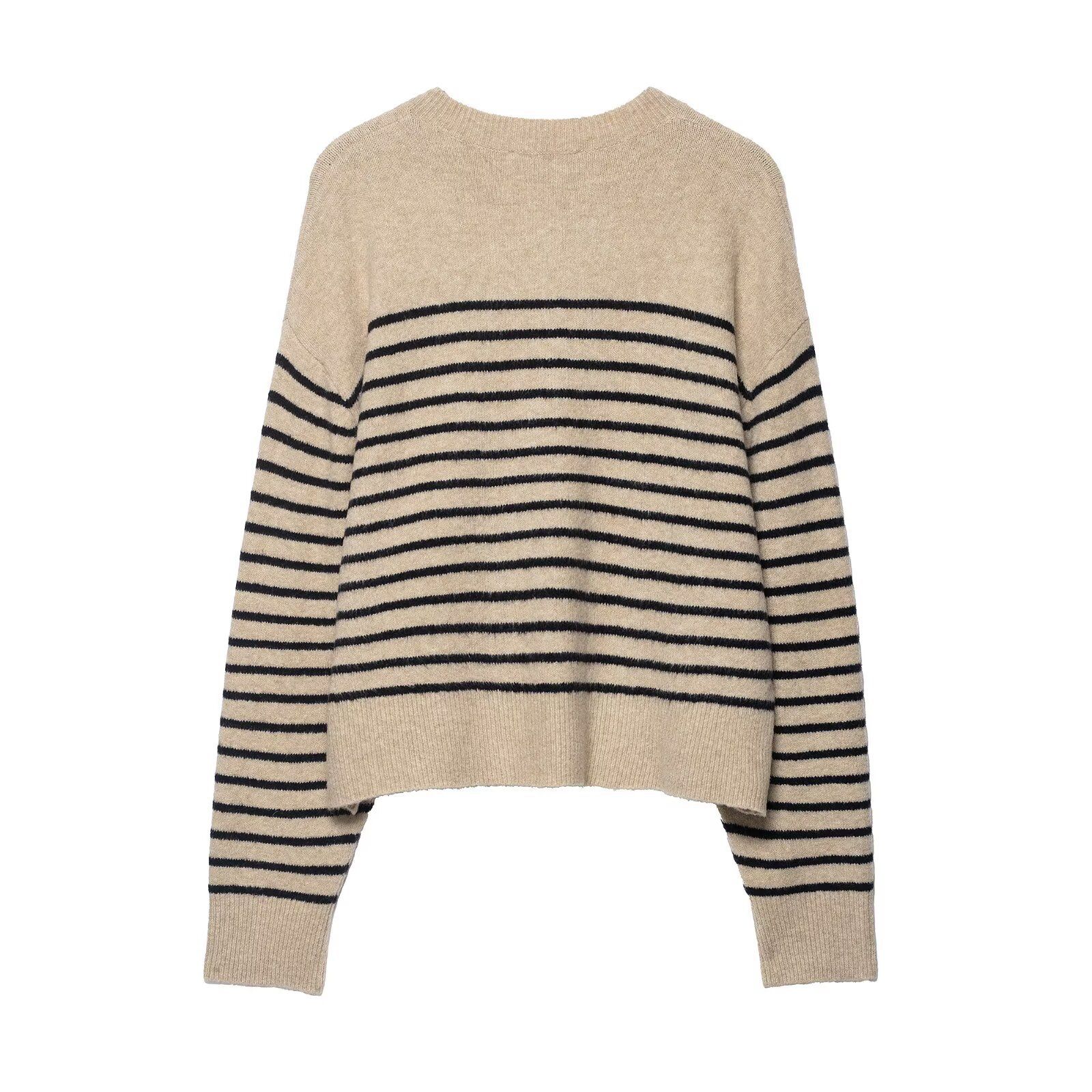 Striped Knit Top - European Chic Casual Sweater KUN-00100