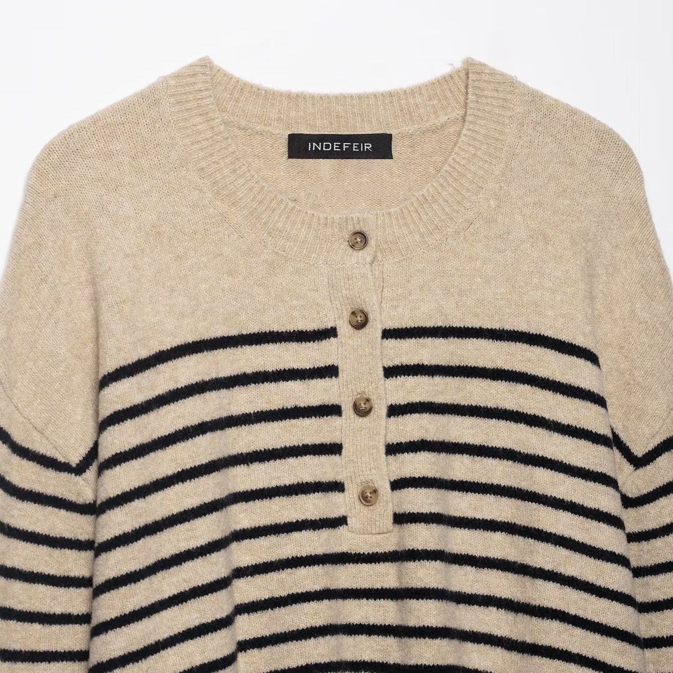 Striped Knit Top - European Chic Casual Sweater KUN-00100