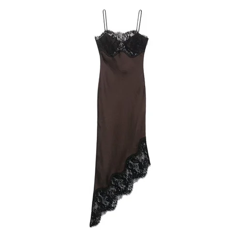 Vestido de satén con encaje - Elegante asimétrico para mujer KUN-00116