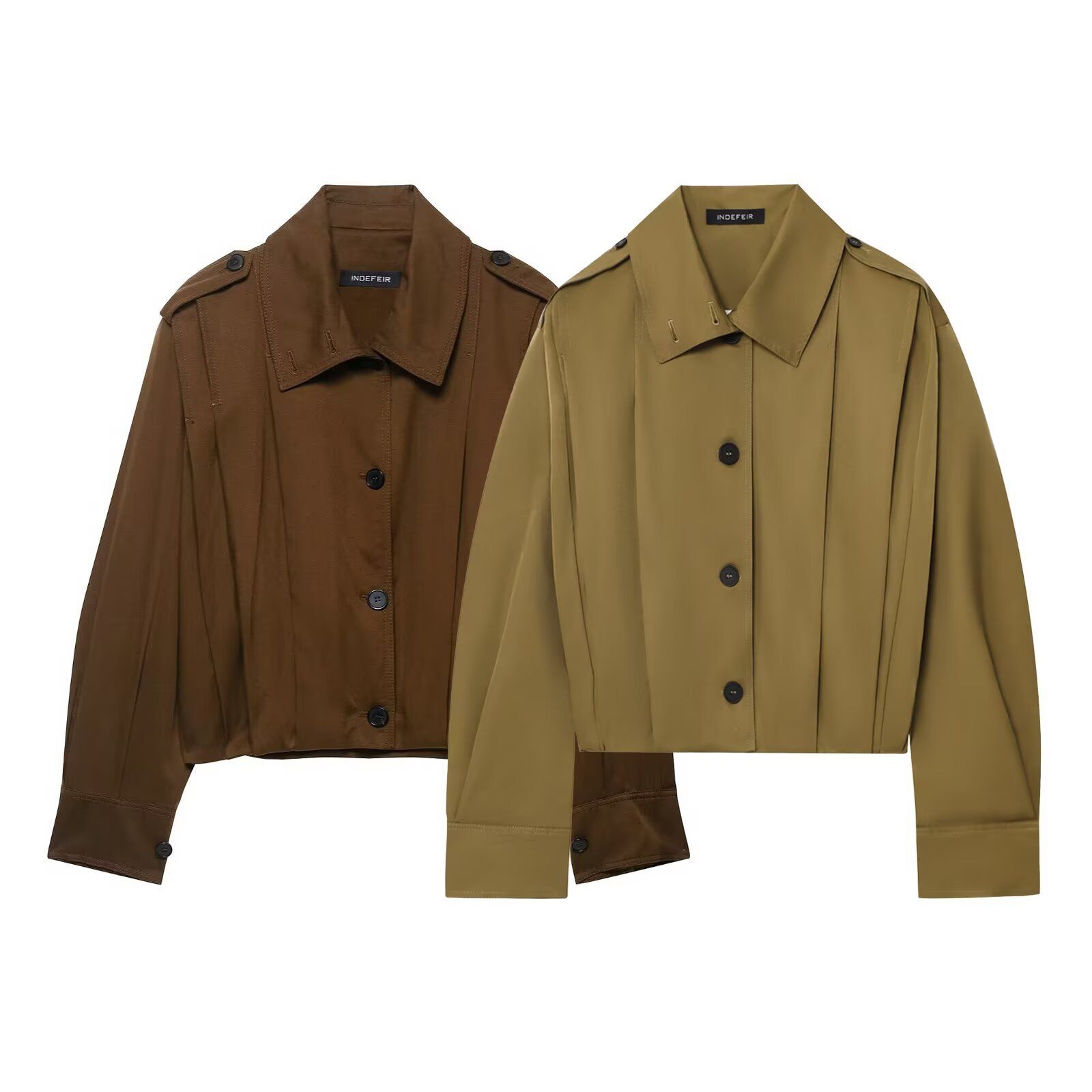 Giacca da donna alla moda con pieghe e cintura KUN-00144
