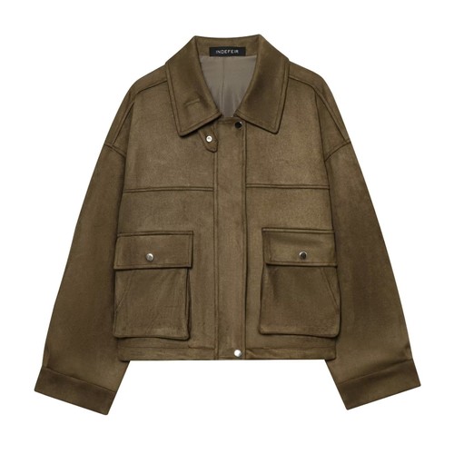 Leather Aviator Jacket Women's Trendy Flight Bomber KUN-00122