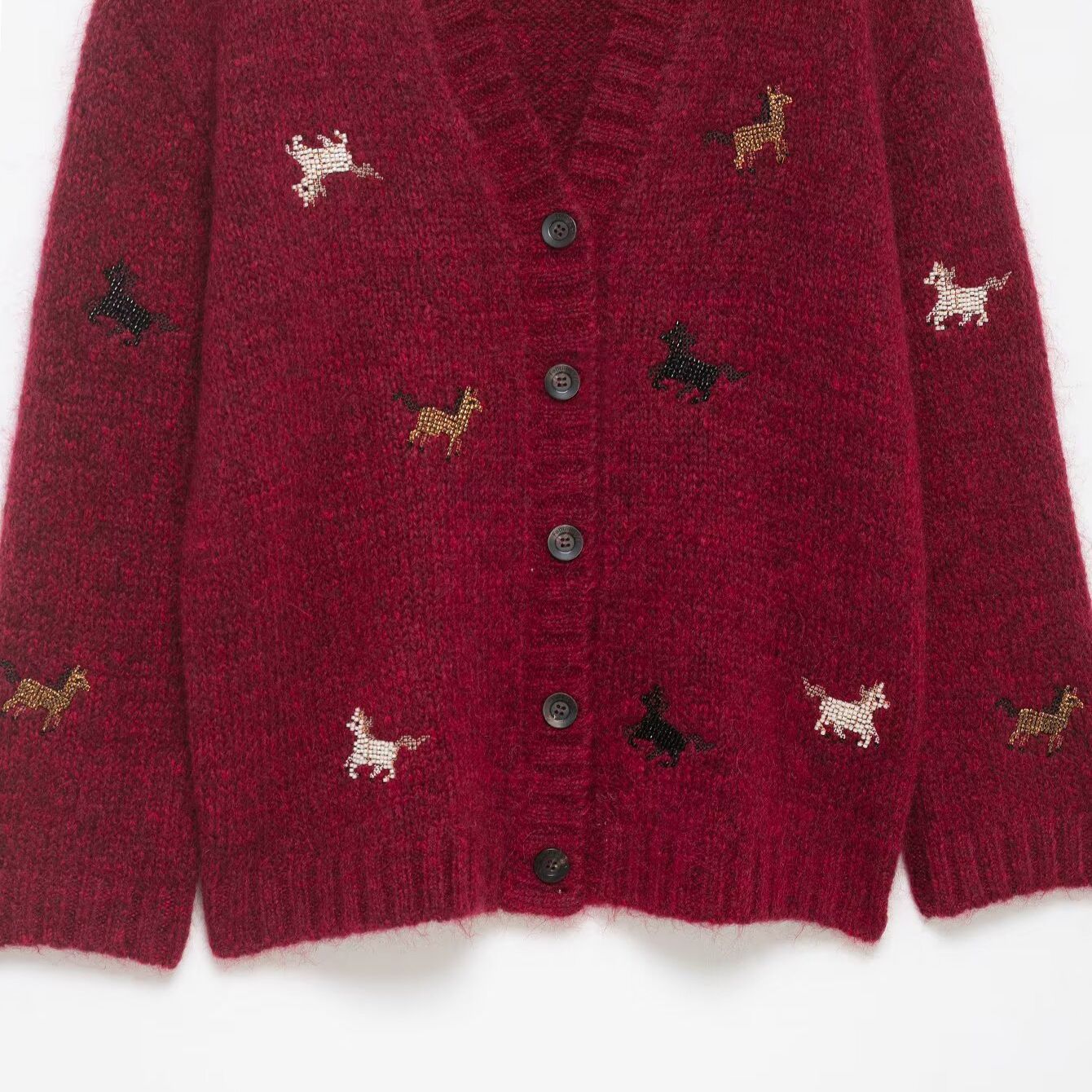 Gebreid mohair vest - Stijlvol damesvest met paardendesign KUN-00087