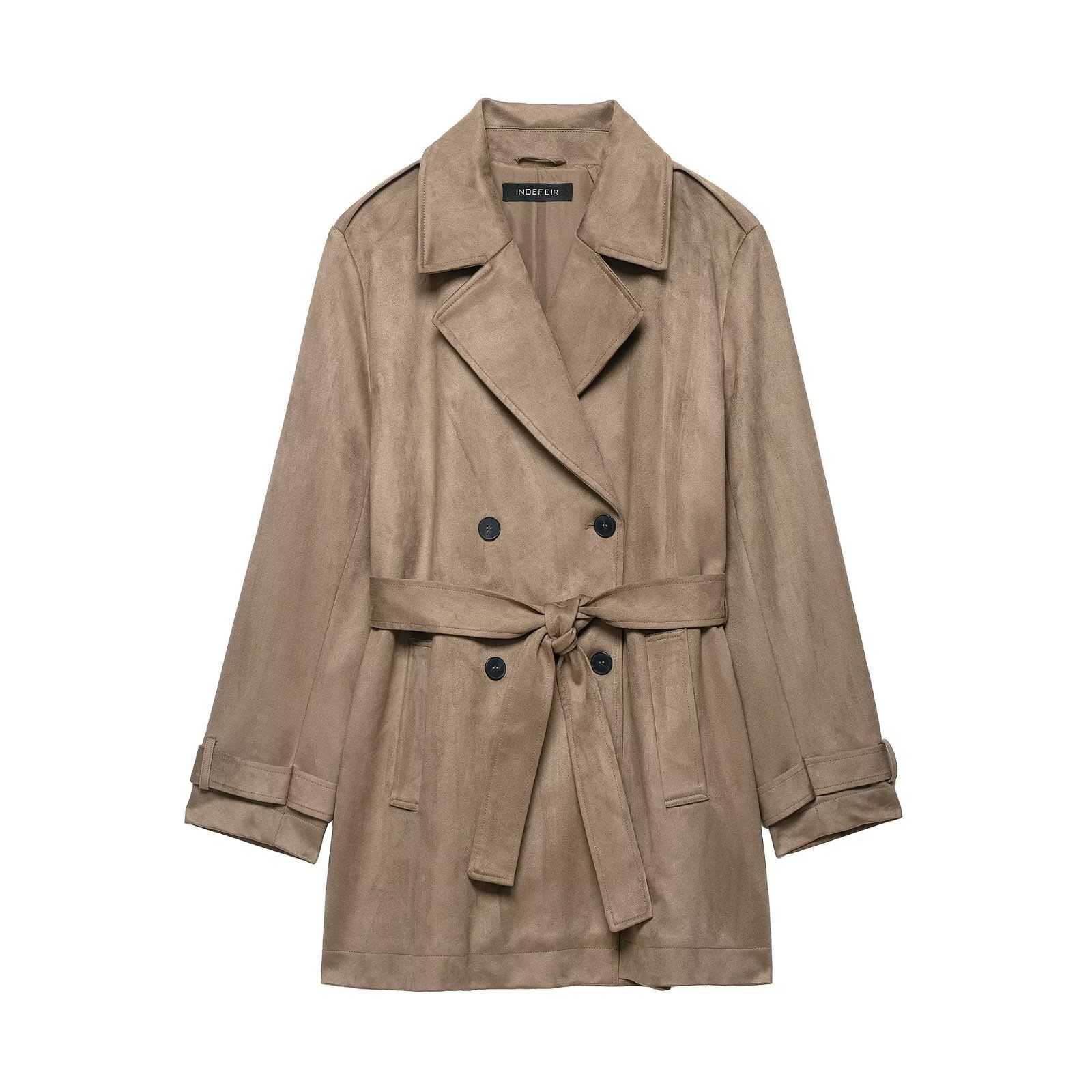 Suede Trench Coat - Fashionable & Casual KUN-00020