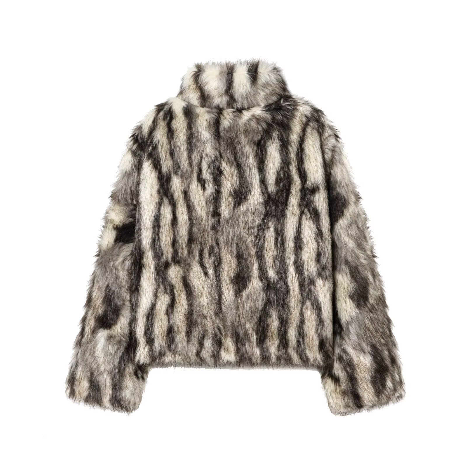 Abrigo de piel sintética para mujer, chaqueta oversize de moda KUN-00022