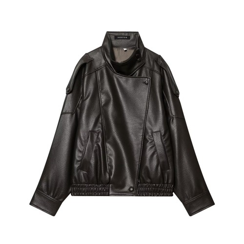Faux Leather Jacket - Women's Trendy Casual Outerwear KUN-00178
