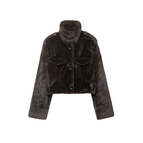 Faux Fur Cropped Jacket - European Style KUN-00153