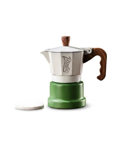 BinCo 3-Valve Moka Pot Espresso Maker - Black, White & Pink