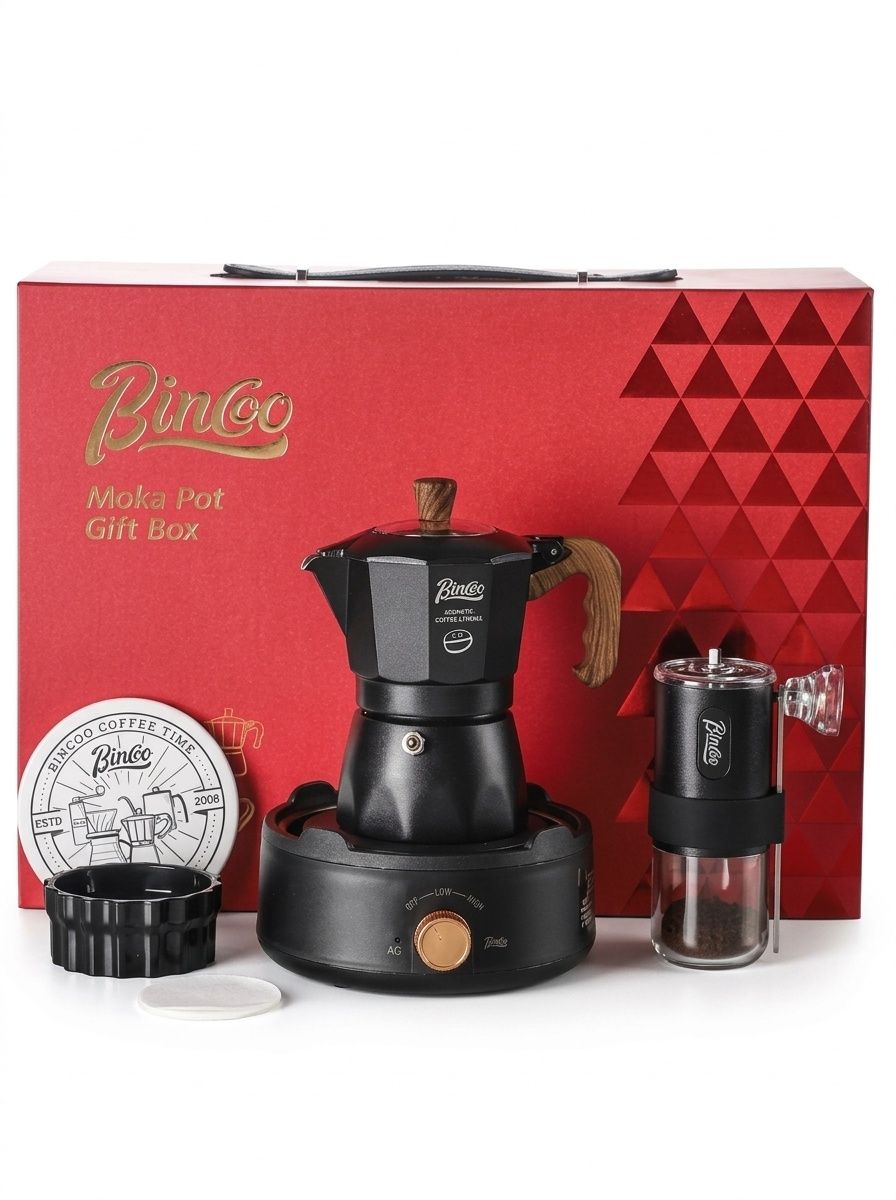 Bincoo Moka Pot Coffee Maker Set with Electric Stove & Grinder