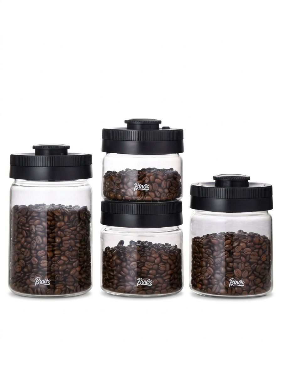 BinCoo Vacuum Sealed Coffee Bean Storage Jar with Date Tracker