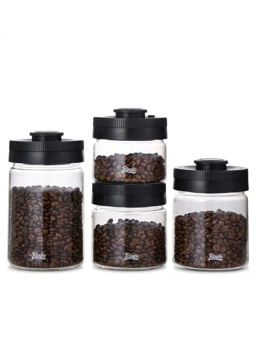 BinCoo Vacuum Sealed Coffee Bean Storage Jar with Date Tracker