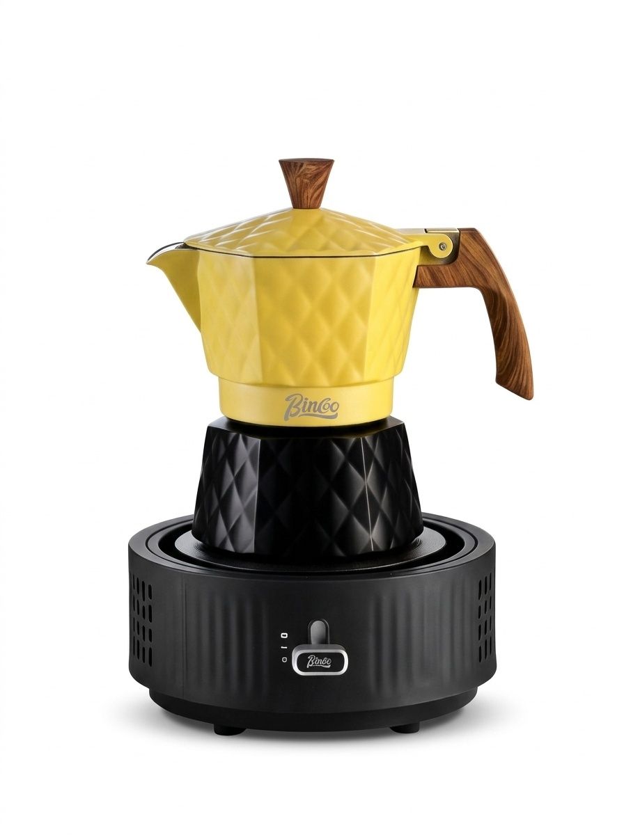 Bincoo Premium Electric Moka Pot | Diamond Design Coffee Maker