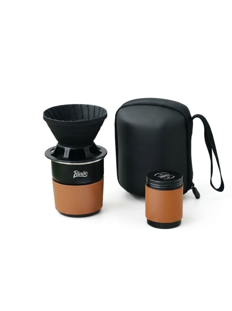 BinCoo Portable Pour Over Coffee Maker Set - Black & Olive