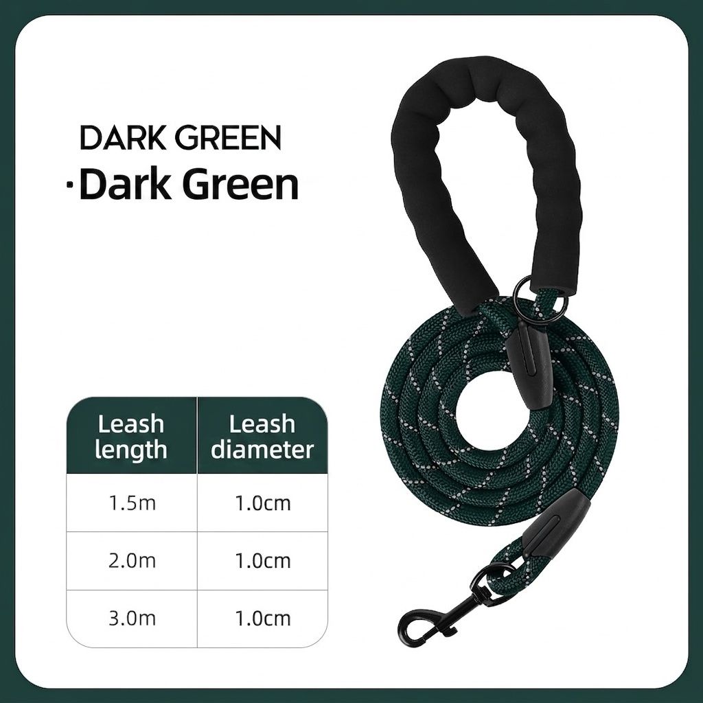 Reflective Dog Leash with Padded Handle - Durable Nylon Pet Lead