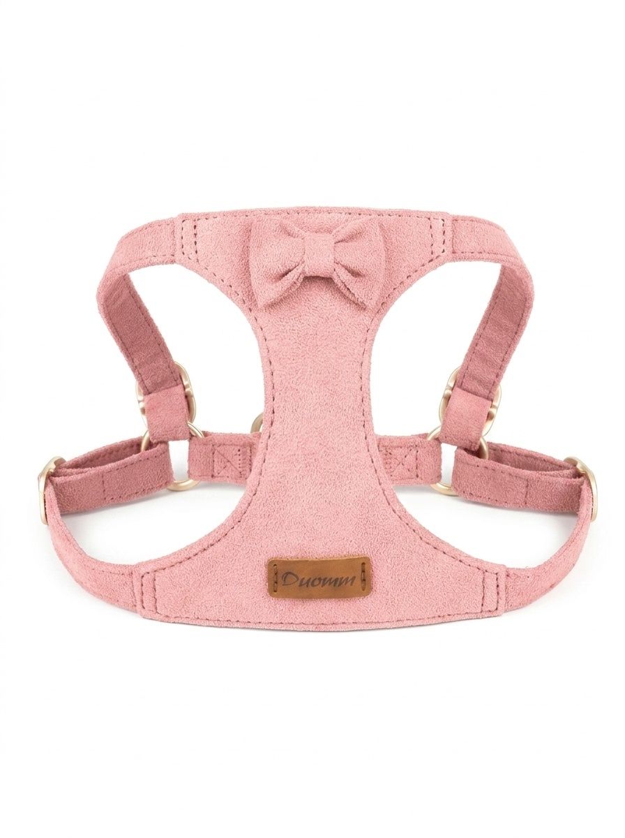 Soft Suede Pet Harness & Leash Set with Bow for Small Dogs