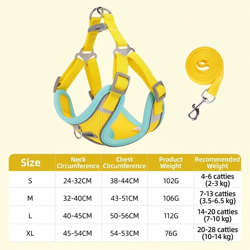 Breathable Reflective Pet Harness & Leash Set - No-Pull Design