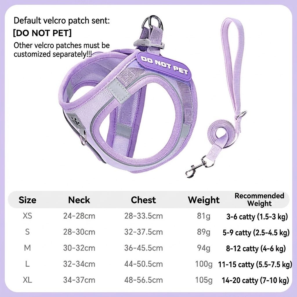 Adjustable Reflective Pet Harness with DIY Patches