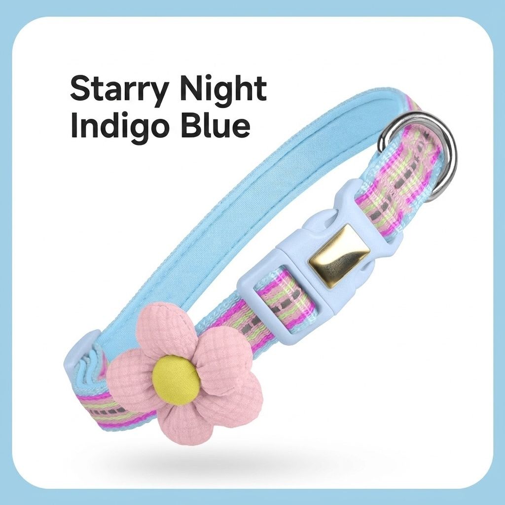 Reflective Flower Pet Collar with Engravable ID Tag for Pets