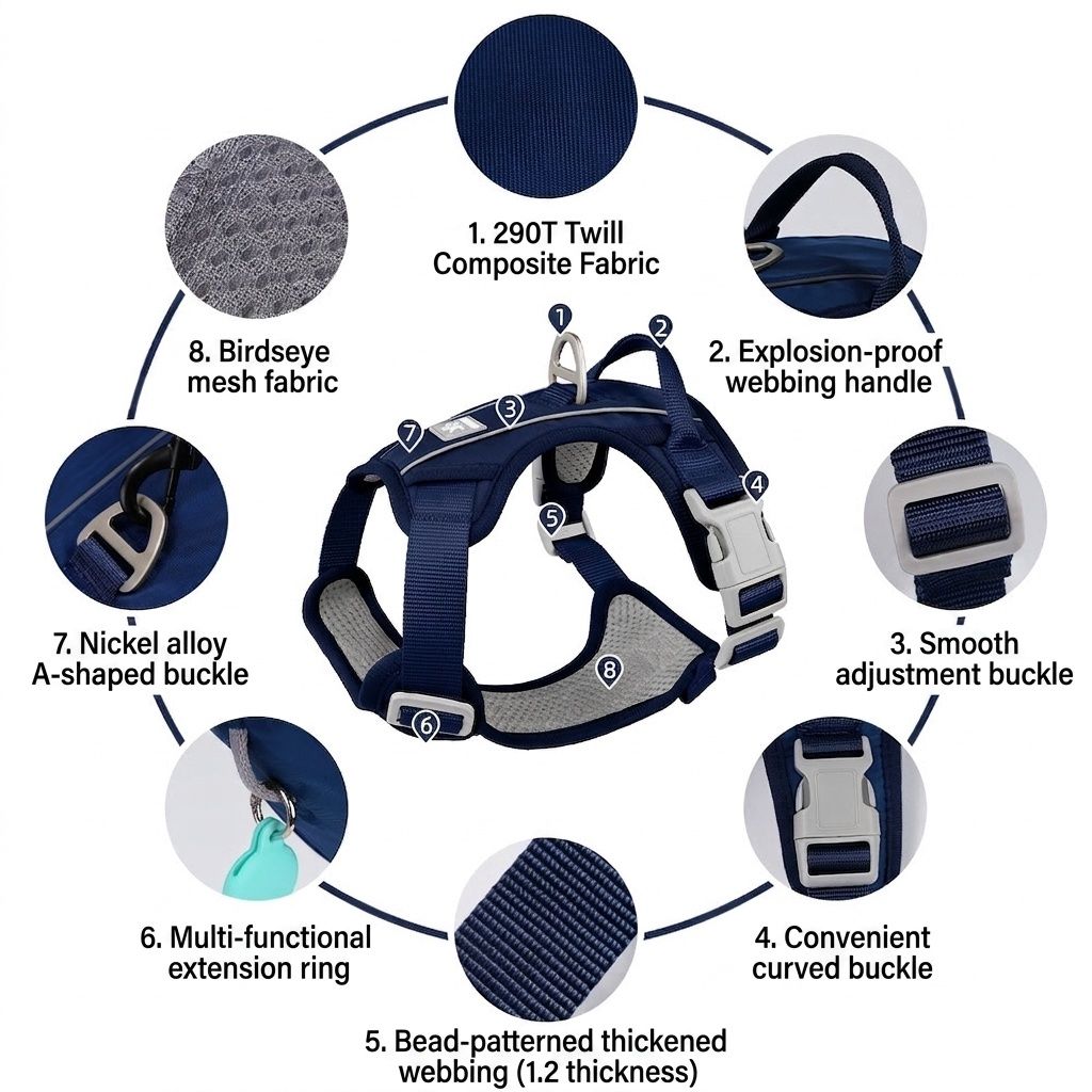 No-Pull Reflective Dog Harness Vest - Adjustable & Comfortable