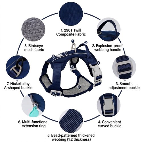 No-Pull Reflective Dog Harness Vest - Adjustable & Comfortable