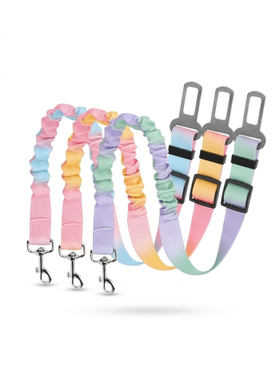 Pet Car Seat Belt Leash - Adjustable & Elastic Safety Strap