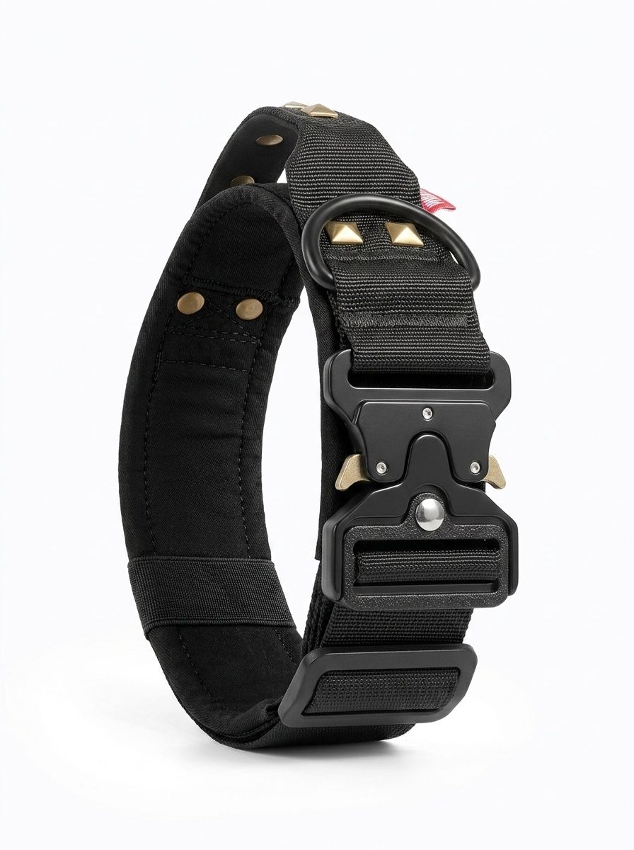 Tactical Dog Collar with Cobra Buckle & Studs - Heavy Duty